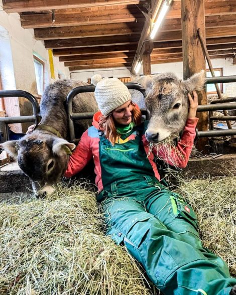 Corinna mit den Kälbern Dali und Diana